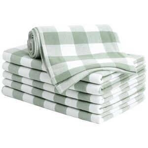 6pcs 100% Cotton Kitchen Towels Dish Towels for Cleaning Drying Green